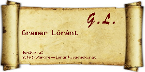 Gramer Lóránt névjegykártya